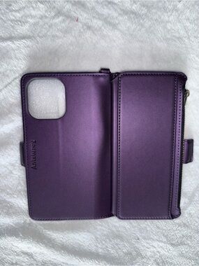 Purple Wallet Phone Case with Card Pocket